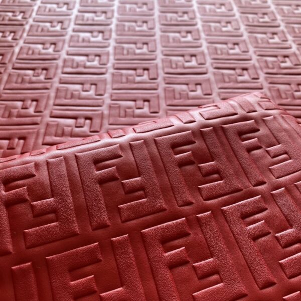 Fendi Embossed Leather Fabric Red | Fendi Leather Material By The Yard Red - Image 2