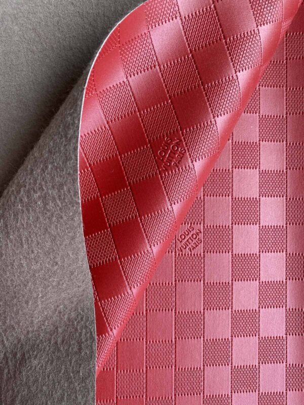 LV Checkered Leather RED | Louis Vuitton Embossed Damier Fabric Leather