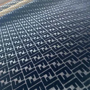 Black Fendi Vinyl Fabric With Velvet Pattern | Fendi Vinyl material For Sale By The Yard