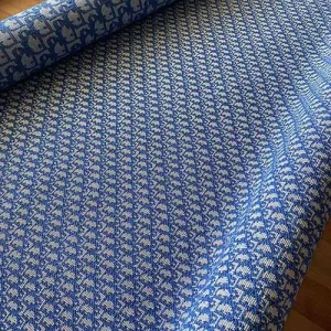 Blue Christian Dior Canvas Fabric with Mini Patterns | Dior jacquard material by the yard