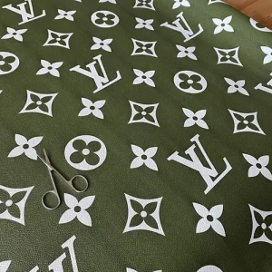 Big Pattern LV Fabric | Green Louis Vuitton Leather Fabric With Big Pattern