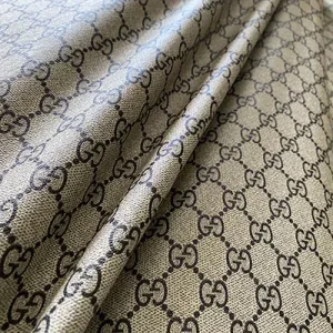 Elastic Gucci Leather Material | 4 Way Stretching Beige Gucci Lather Fabric for sale