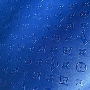 LV Blue Embossed Vinyl Fabric By The Yard | Louis Vuitton Material For Bags
