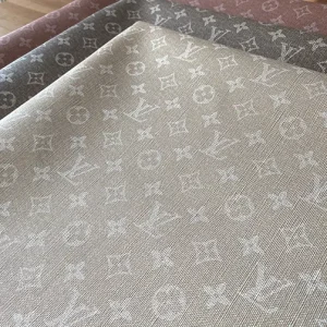 Champagne Louis Vuitton Fabric | LV Vinyl Material by the yard for multipurpose