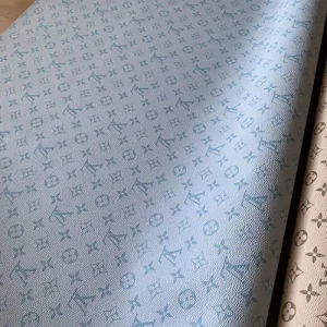 LV Leather Fabric By The Yard GREEN ON VERY LIGHT GREEN