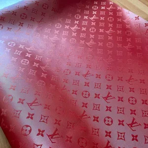 LV Reflective Red Vinyl fabric for crafting | Red LV for bags, shoes, upholstery