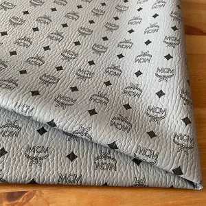 Grey MCM Leather Fabric | Grey MCM material for hats, bags, upholstery, crafting