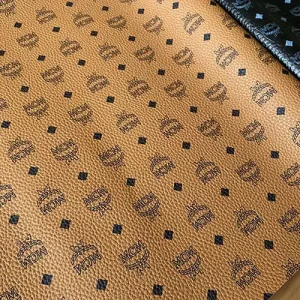MCM Leather Fabric Brown by the yard | MCM material for bags, hats, upholstery