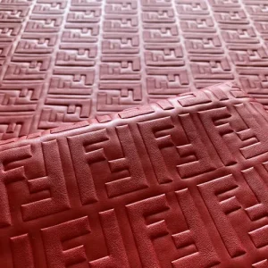 Fendi Embossed Leather Fabric Red | Fendi Leather Material By The Yard Red